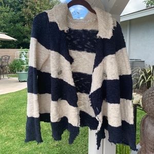 Free People Striped Knit Cardigan Sweater